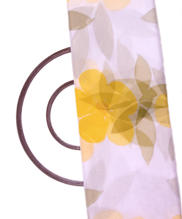 White Colour Floral Pattern Hand Paint Organza  Fabric